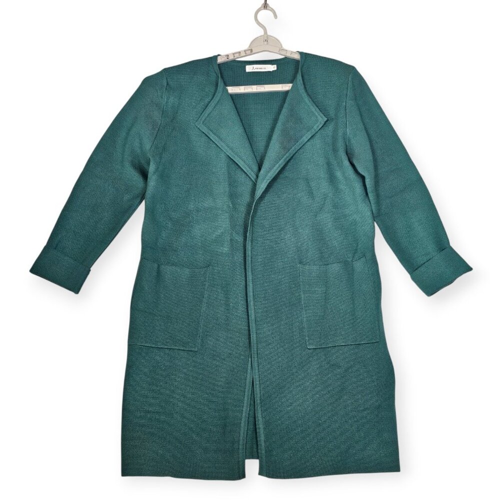 ANRABESS | Cardigan Sweater | Women's | XL | Teal Green | Open Front Knit Coatig